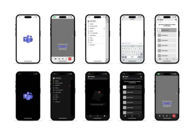Microsoft takımları. Microsoft takım uygulama kullanıcı arayüzü. Grup çağrısı. Microsoft komutunun kullanıcı arayüzünün düzeni uygulamadır. Çevrimiçi konferanslar ve çağrılar için mobil uygulama.