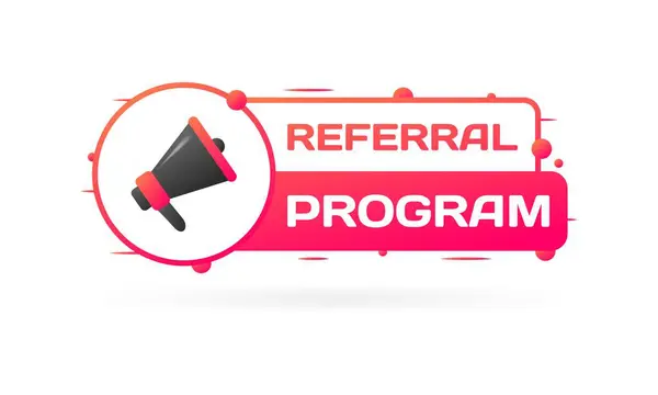 Referral Program Icon Flat Red Speaker Circle Referral Program Button — Stock Vector