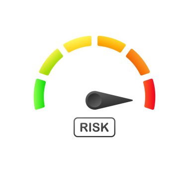 Hız göstergesi riski. Düz, renk, oklu hız göstergesi, risk simgesi, risk göstergesi. Vektör simgesi