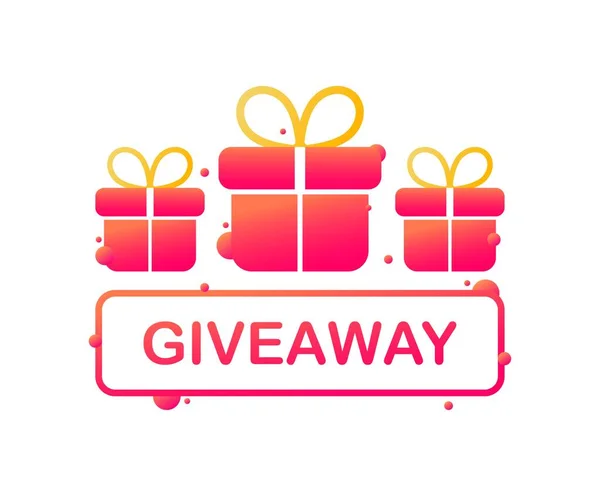 Giveaway Icon Flat Red Gift Boxes Giveaway Sign Vector Illustration — Stock Vector