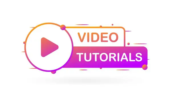 ビデオチュートリアルボタン フラットパープル ビデオチュートリアル アイコン 学習とマーケティングのためのモダンなデザイン 教育ビデオにアクセスするためのボタン ベクトルアイコン — ストックベクタ