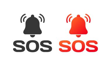 SOS simgeleri. Daire, renk, SOS çağrısı, SOS bildirimi, acil bildirim. Vektör simgeleri
