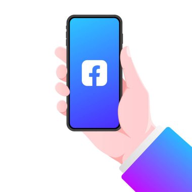 Facebook ikonu. Düz, renk, telefon ekranı, sosyal medya, Facebook logosu, telefon ekranı, sosyal medya. Vektör illüstrasyonu