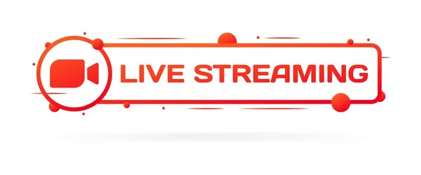 Live Streaming Button Flat Red Camera Circle Live Streaming Button — Stock Vector