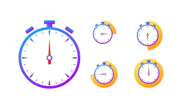 Kronometre Simgeleri Düz Mor Kronometre Zamanı Kronometre Simgeleri Vektör Simgeleri — Stok Vektör
