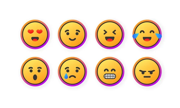 Εικονίδια Emoticon Επίπεδη Κίτρινη Μέσα Κοινωνικής Δικτύωσης Αυτοκόλλητο Αντίδρασης Αυτοκόλλητα — Διανυσματικό Αρχείο