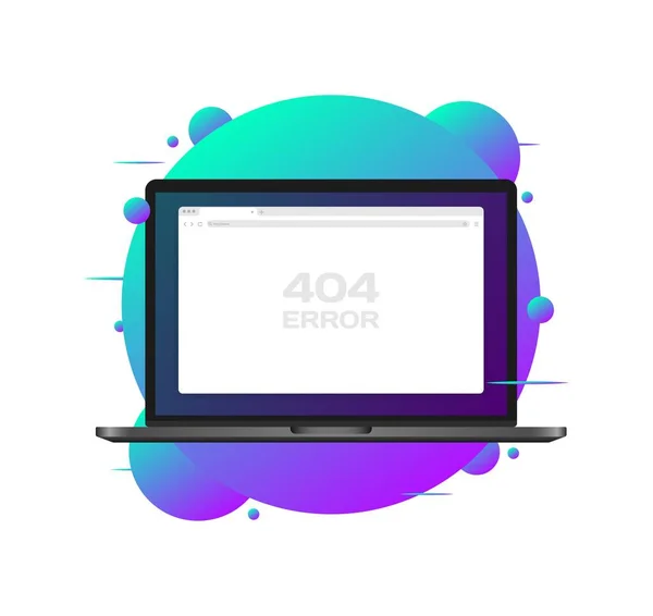 404 Fejl Browsersiden Flad Farve Laptop Skærm Browser Sidelayout 404 – Stock-vektor