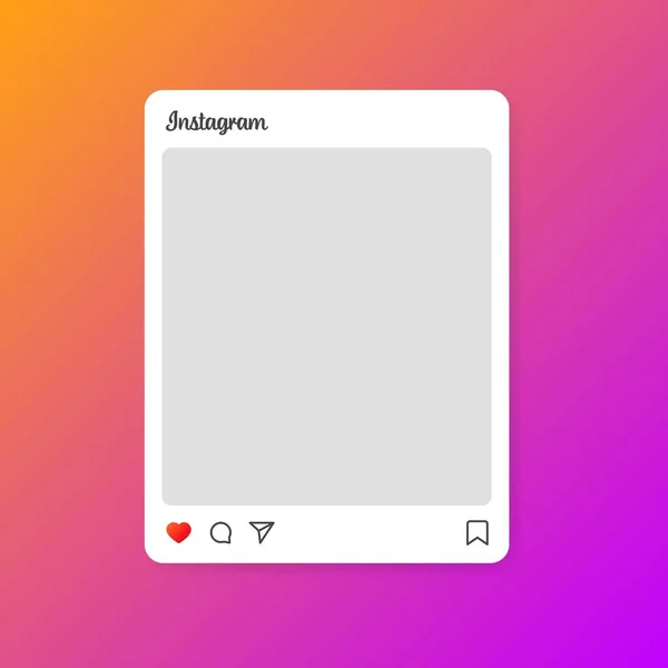 Instagram posta düzeni. Sosyal medya. Instagram boş post-model. Editoryal Instagram paylaşımı. Sosyal medya tasarımı. Vektör illüstrasyonu