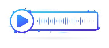 Ses dalgası simgesi. Düz, mavi, çalma tuşu, sesli mesajı dinle. Vektör simgesi