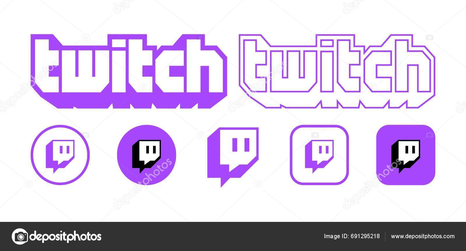 Twitch Social Media Logo Icons Isolated Set Streaming Platform Twitch