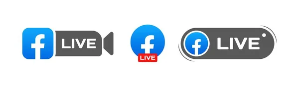 Facebook sosyal medya ikonları. Canlı kamera simgeleri. Editör sosyal ağı Facebook logoları. İzole edilmiş Facebook canlı kamera düğmesi. Vektör simgeleri