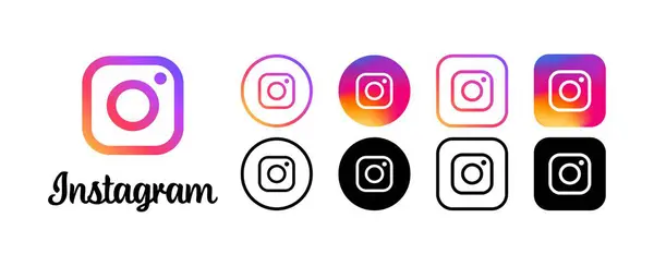 Instagram sosyal medya logo simgeleri. İzole edilmiş sosyal ağ Instagram logo simgeleri. Editoryal sosyal medya Instagram logoları koleksiyonu. Vektör simgeleri