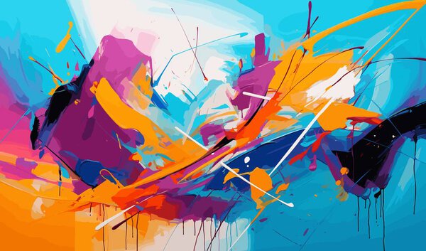 abstract painting, vibrant colorful modern contemporary art illustration