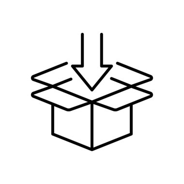 Paket simgesi paketleniyor. Taslak tarzı. Vektör simgesi