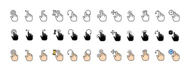 Koleksiyon simgelerini kaydır. Simgeleri kaydır. Doğrusal, siluet ve düz stil. Vektör simgeleri