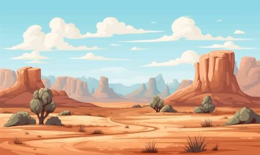 Çöl manzarası varlık vektörü yassı minimalist izole vektör biçimi illüstrasyonu