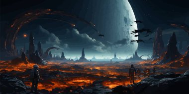 Gün batımı orman vektörü yassı minimalistik izole çizim