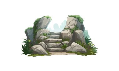 İzole edilmiş arkaplan çiziminde büyük kaya izole vektör biçimi