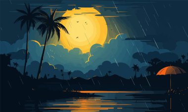 mistik göl vektörü yassı minimalistik izole çizim