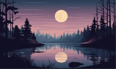 mistik göl vektörü yassı minimalistik izole çizim