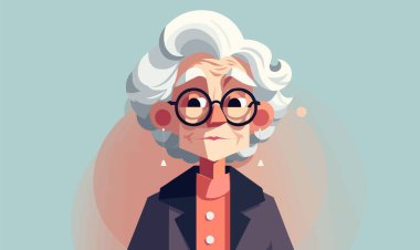 yasli bayan vektör yassı minimalistik izole resimleme