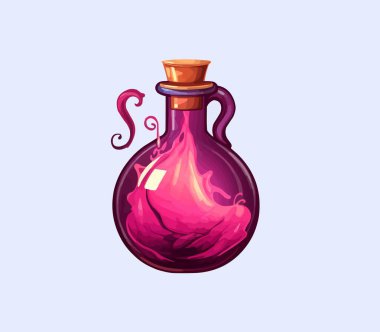 Ayrı arkaplan illüstrasyonunda cam şişe içindeki iksir izole vektör biçimi