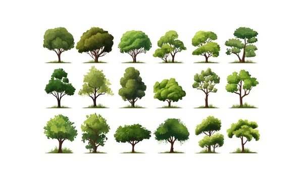 alan ağaçları, şeffaf arkaplan resimlemesi ile izole edilmiş vektör biçimini ayarladı