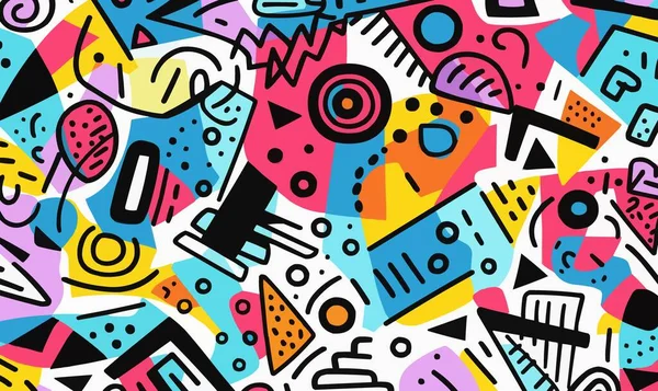 renkli geometrik soyut karalama sanat kolajı vektörü dikişsiz desen