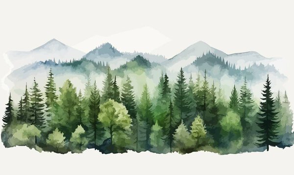 Пейзаж Форреста с травой, иллюстрация вектора природы