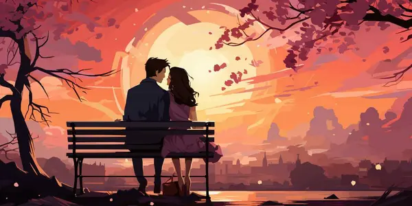 Ζευγάρι Γλυκό Παιχνίδι Ρομαντικό Τοπίο Παστέλ Διανυσματική Απεικόνιση Έννοιες Χαριτωμένο Διάνυσμα Αρχείου