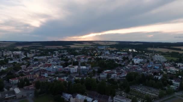 City Svitavy Sunset Center Calm Atmosphere Plunging Darkness Europe Czech — Stock Video