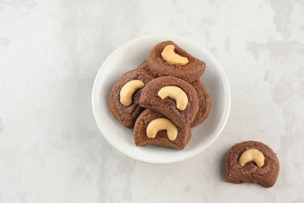Choco Cashew Cookies, chocolate cookies with cashew nut, popular during Eid Al Fitr in Indonesia