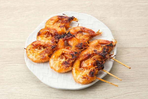 Udang Bakar Madu Grilled Shrimp Медом Виготовлений Креветок Приправлених Соусом — стокове фото