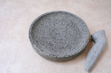 Cobek Batu or mortar and pestle, stone craft clipart