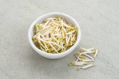 Taze fasulye filizi ya da tauge pişirmeye hazır. Seçili odak.