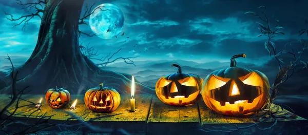 Halloween Nacht Hintergrund Mit Gruselig Stockbild