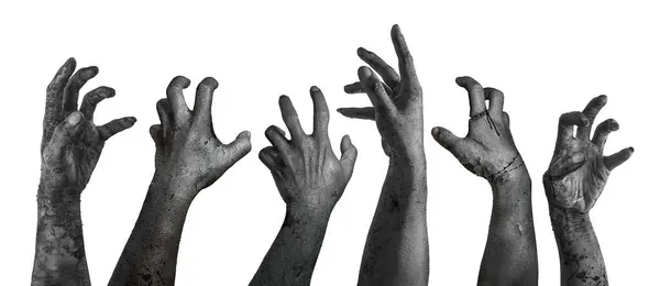 Zombie Hand Witte Achtergrond Halloween Concept Stockafbeelding