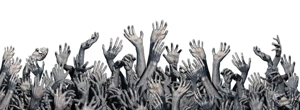 Zombie Hand Witte Achtergrond Halloween Concept Rechtenvrije Stockafbeeldingen