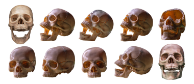 Karanlık Cadılar Bayramı gecesinde kafatası. 