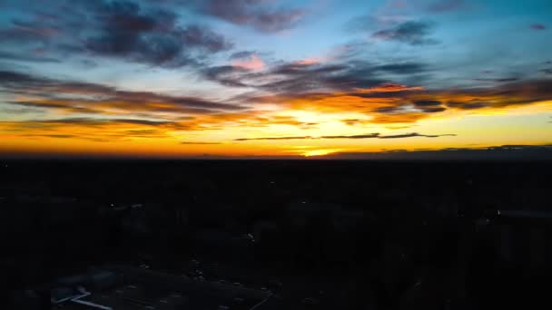 Drone Aérien Paysage Automne Coucher Soleil — Video
