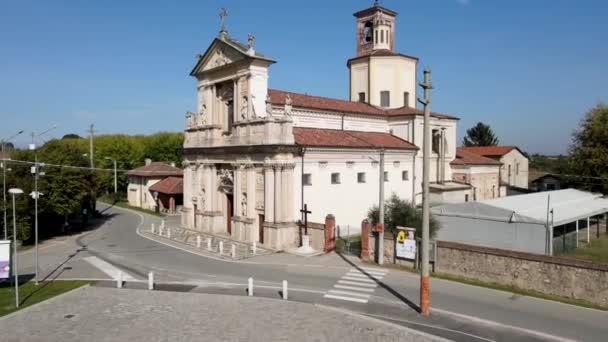 Aerial Drone Landscapes Italian Churches Monuments — Video Stock