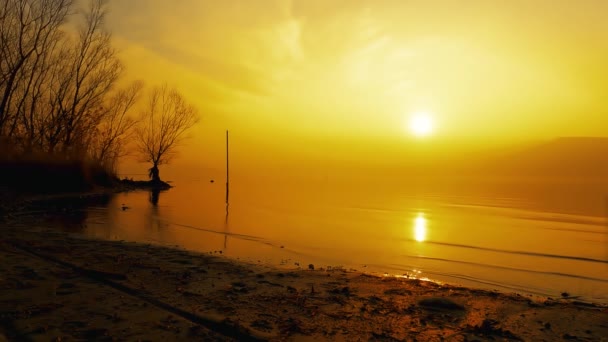 Захоплення Сонця Заході Сонця Озері — стокове відео