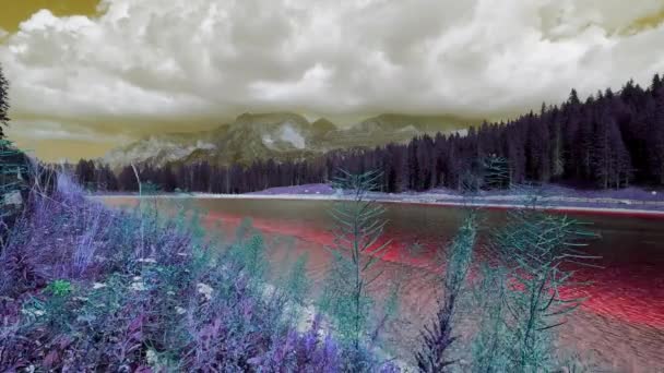 Abstract Landscape Lake Italian Dolomites — стоковое видео