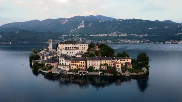 Aerial Drone Summer Landscape Lake Orta — Video
