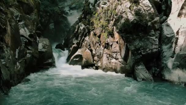 Воздушный Дрон Десант Водопаде Гранд Каньон — стоковое видео