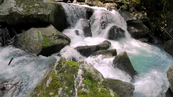 Summer Landscape Alpine Falls Amola — Stock Video