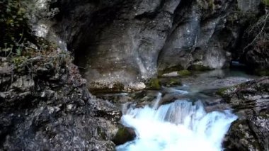Aerial Drone - Landscape on an Alpine Stream with Turquoise Water