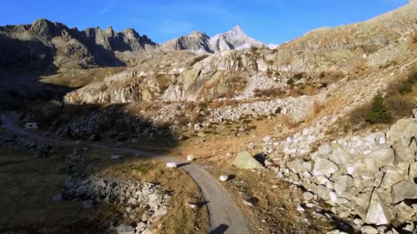 Aerial Drone Summer Landscape Italian Alps — стоковое видео