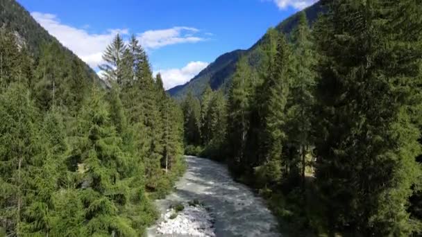 Drone Lotnicze Letni Krajobraz Nad Rzeką Parku Narodowym Gran Paradiso — Wideo stockowe