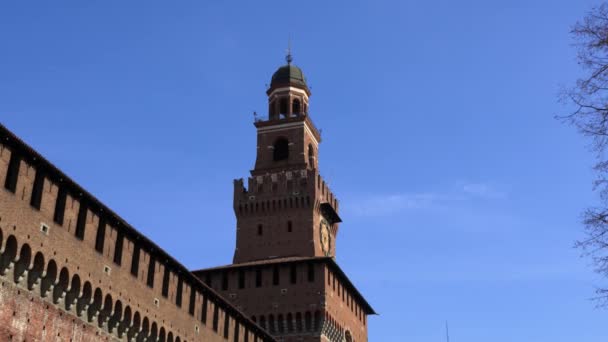 Spring Landscape Sforza Castleo Milan — Stock Video